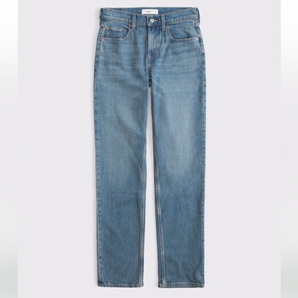 Abercrombie & Fitch Medium Wash Mid Rise 90s Straight Jeans – Size 28